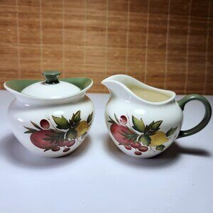 Wedgwood Covent Garden Sugar & Creamer Set • Made in England • Fruit Motif
